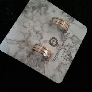 NWT Tri Color Huggie Earrings